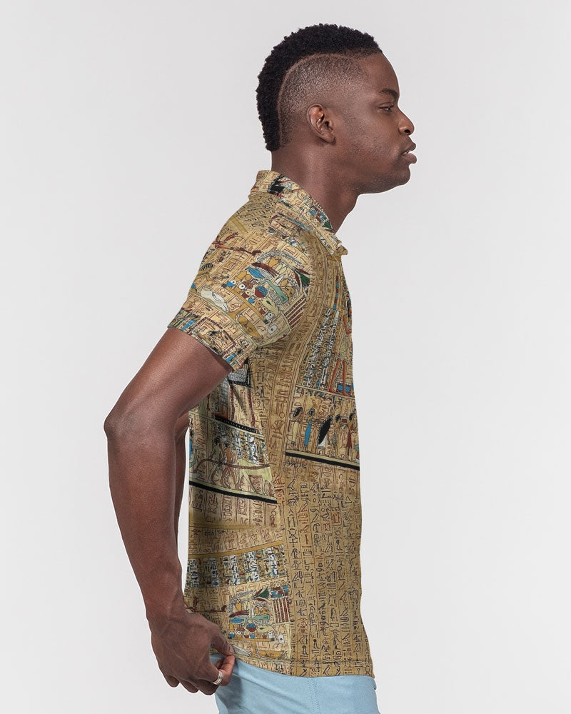 Walk like an Egyptian Men's All-Over Print Slim Fit Short Sleeve Polo