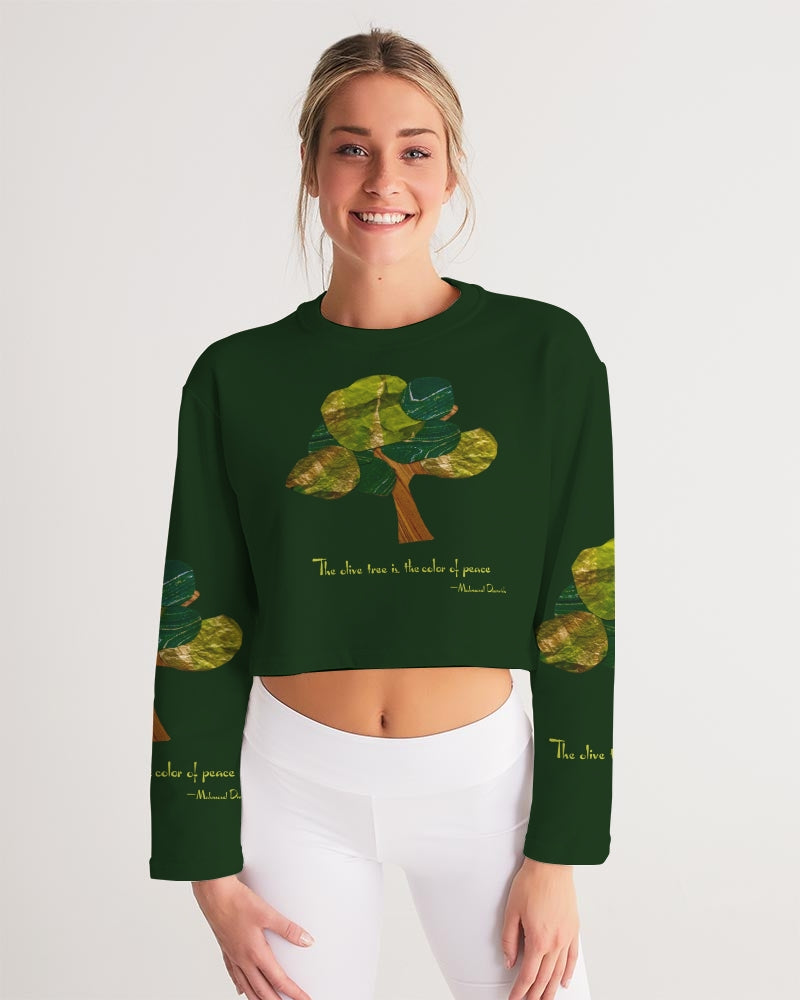 The Olive Tree is the Color of Peace T shirt Women's All-Over Print Cropped Sweatshirt