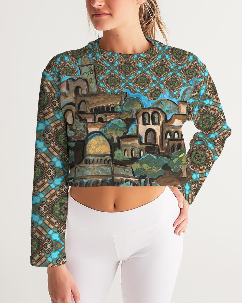 Prayers for Peace Women's All-Over Print Cropped Sweatshirt