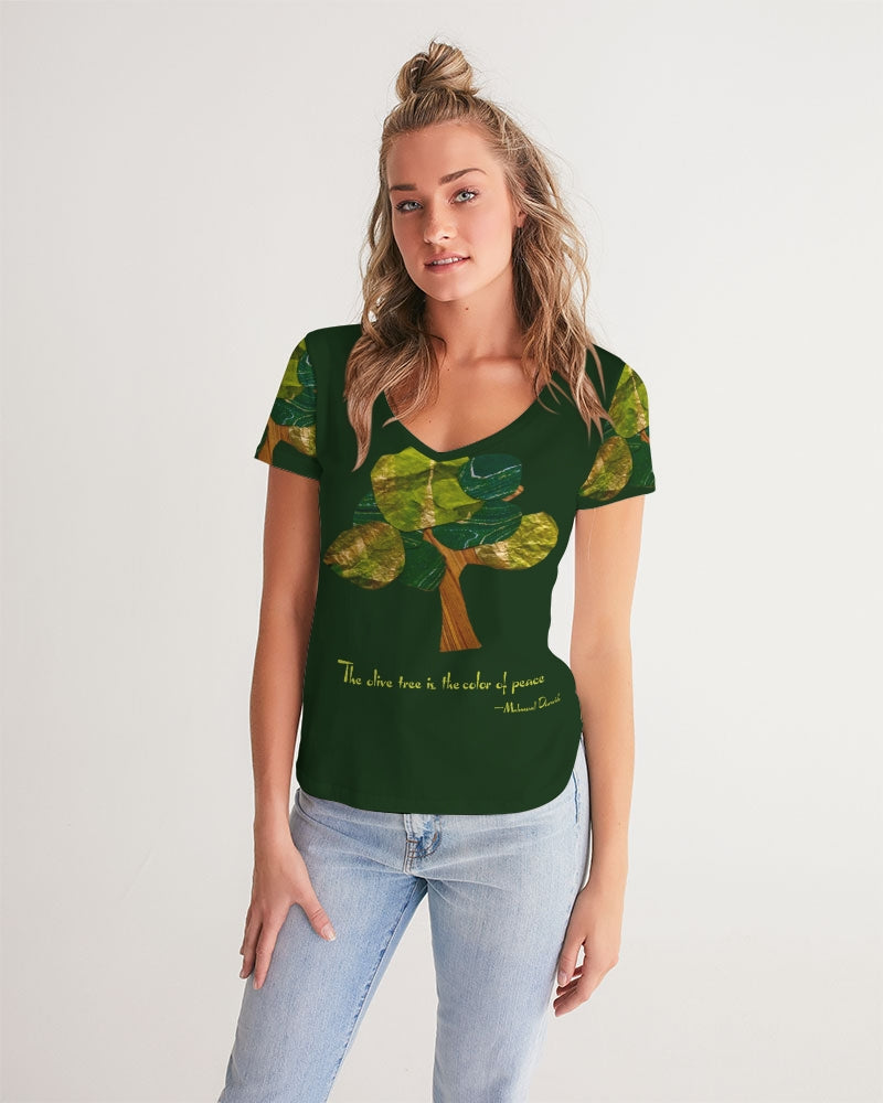 The Olive Tree is the Color of Peace T shirt Women's All-Over Print V-Neck Tee