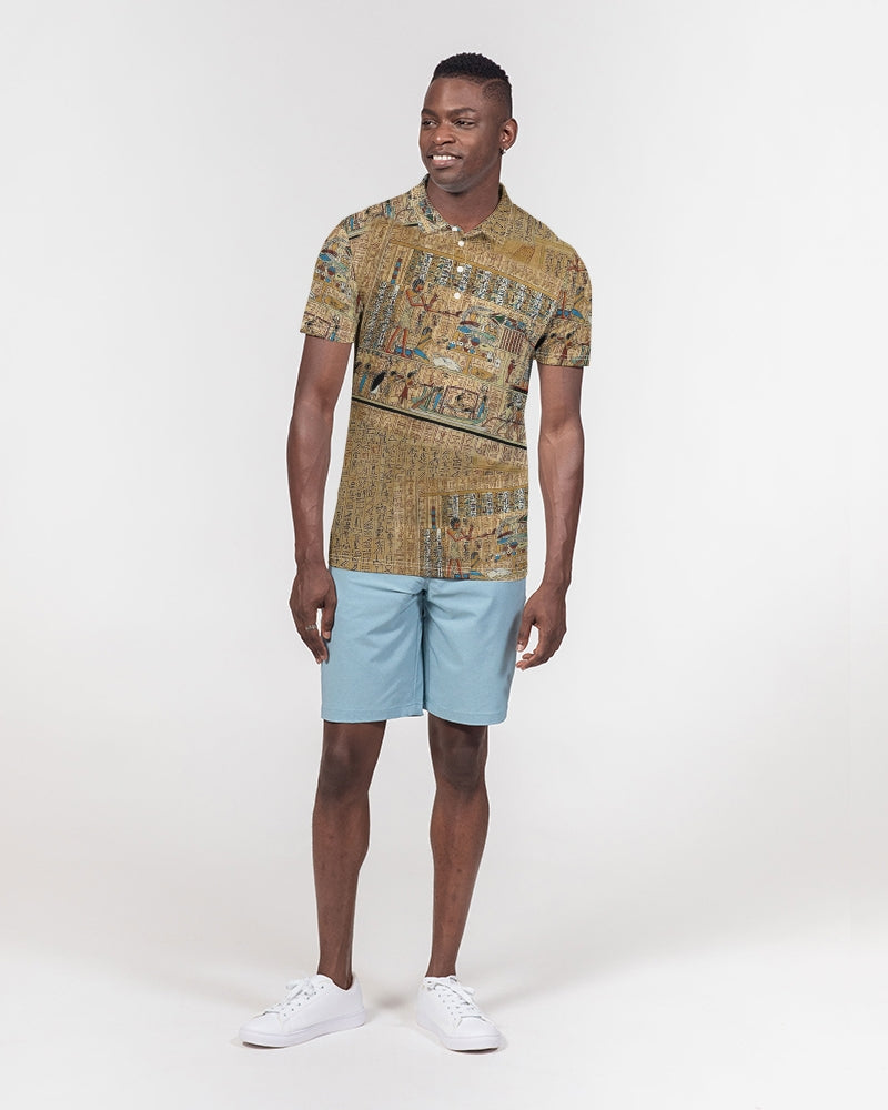 Walk like an Egyptian Men's All-Over Print Slim Fit Short Sleeve Polo