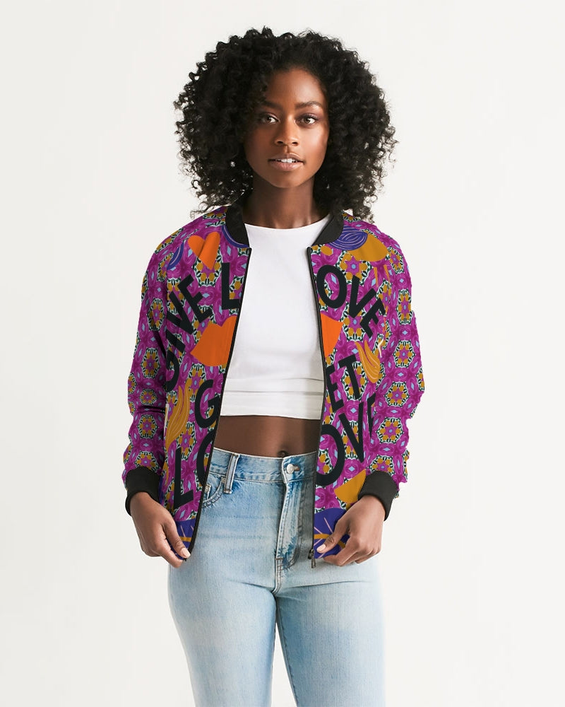 Give Love Women's All-Over Print Bomber Jacket