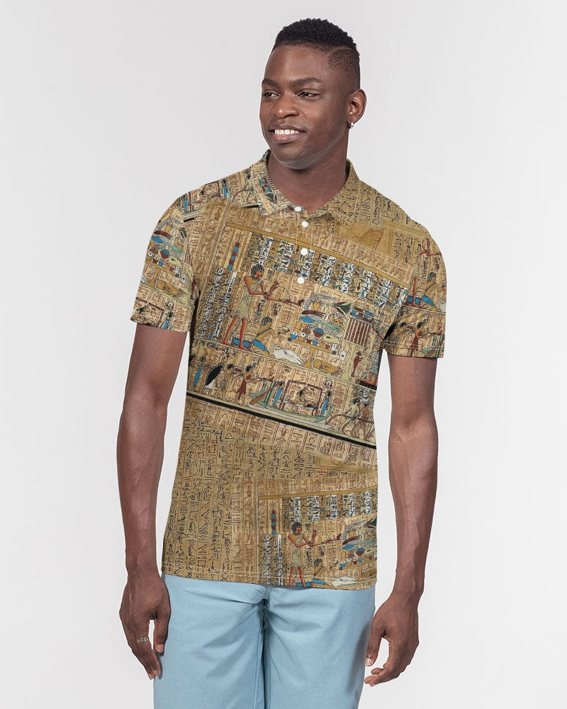 Walk like an Egyptian Men's All-Over Print Slim Fit Short Sleeve Polo