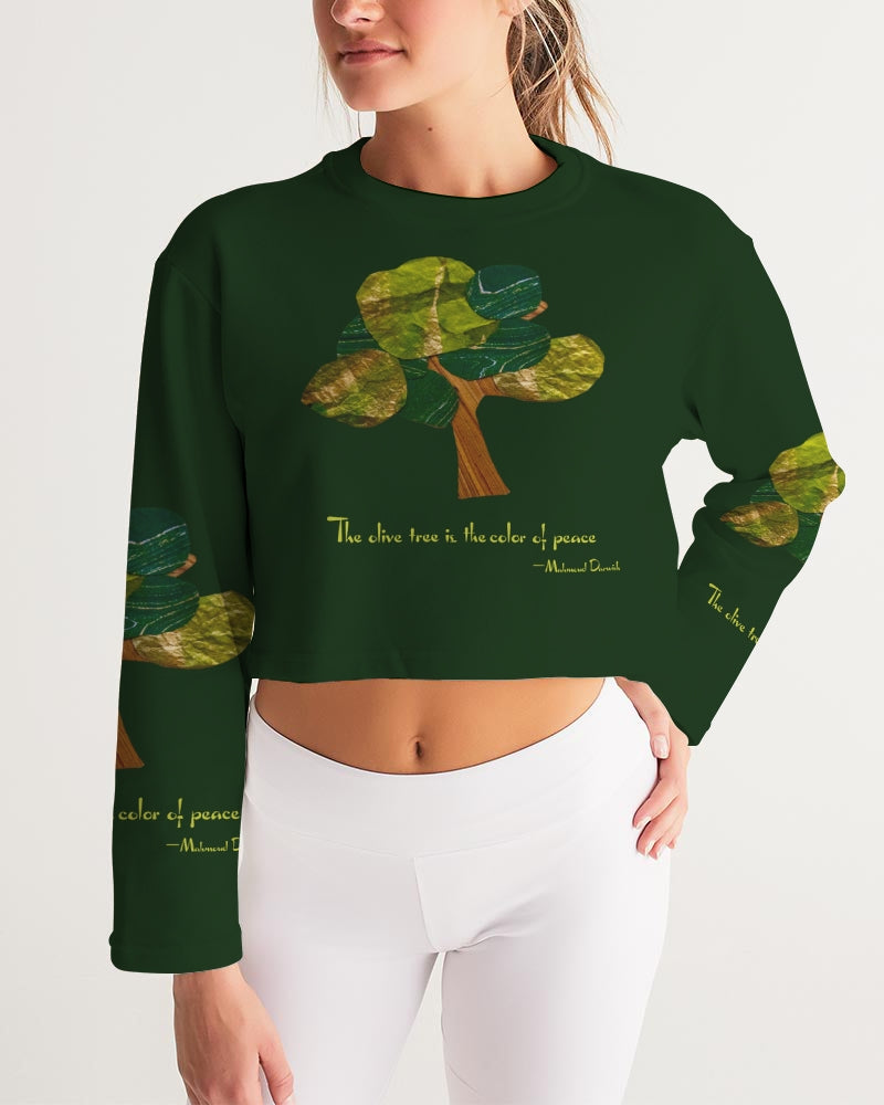 The Olive Tree is the Color of Peace T shirt Women's All-Over Print Cropped Sweatshirt
