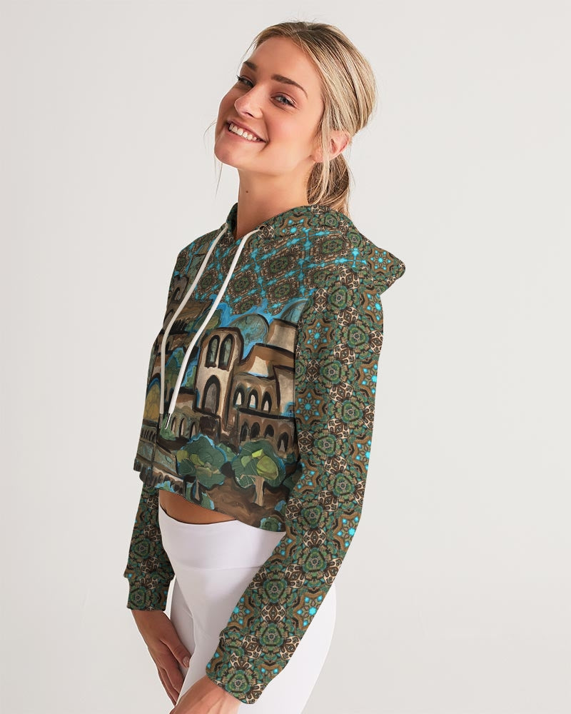 Prayers for Peace Women's All-Over Print Cropped Hoodie