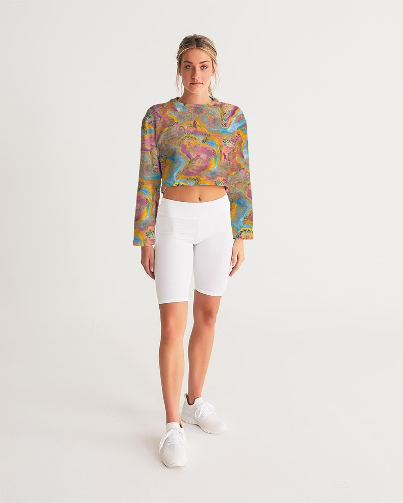 Around the world Women's All-Over Print Cropped Sweatshirt