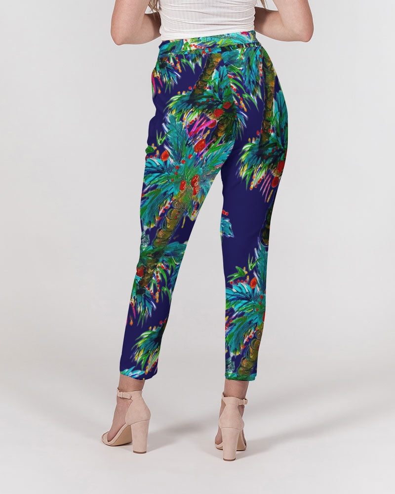 Palm Tree Oasis Women's Belted Tapered Pants