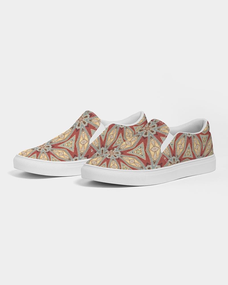 Red Geometric Stars Women's Slip-On Canvas Shoe
