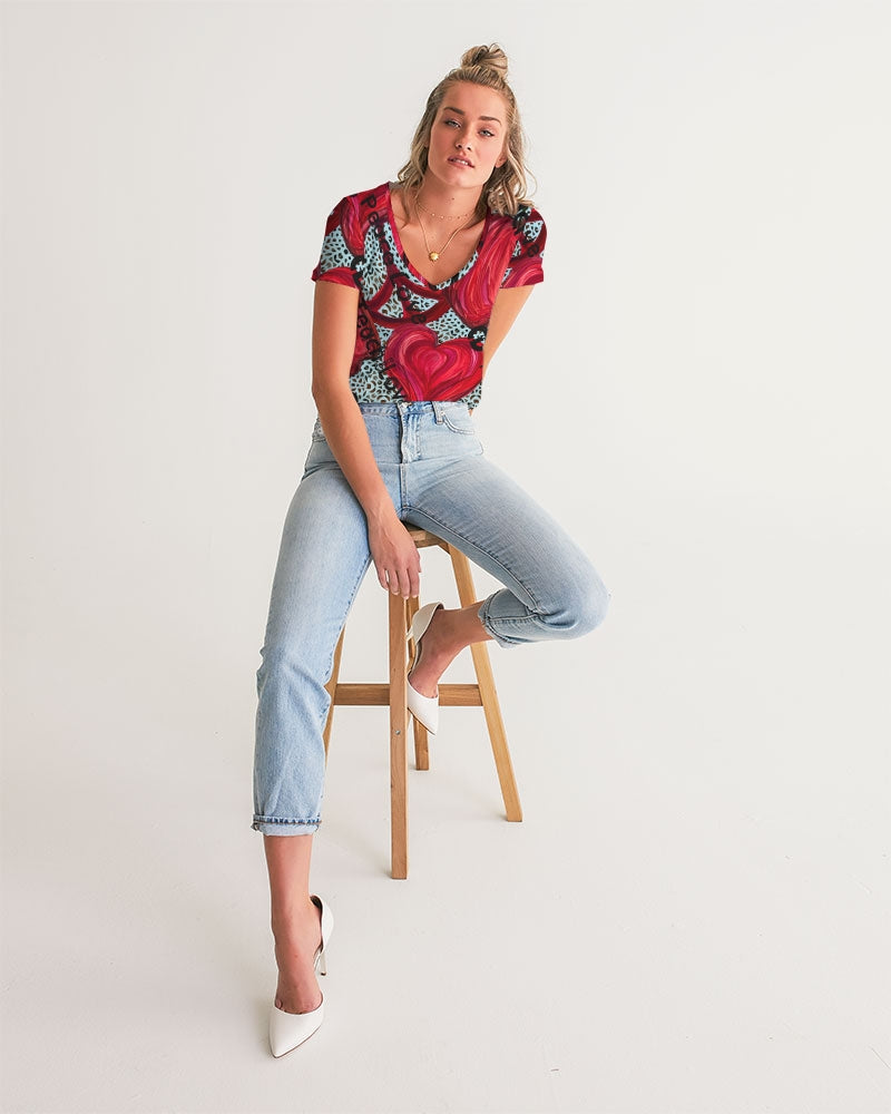 Love, Peace, Teach Women's V-Neck Tee