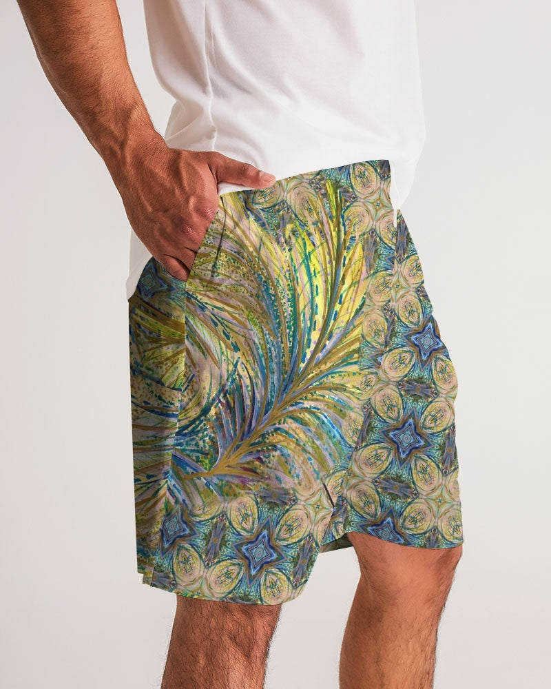 Yellow Wisps Mosaic Men's Jogger Shorts