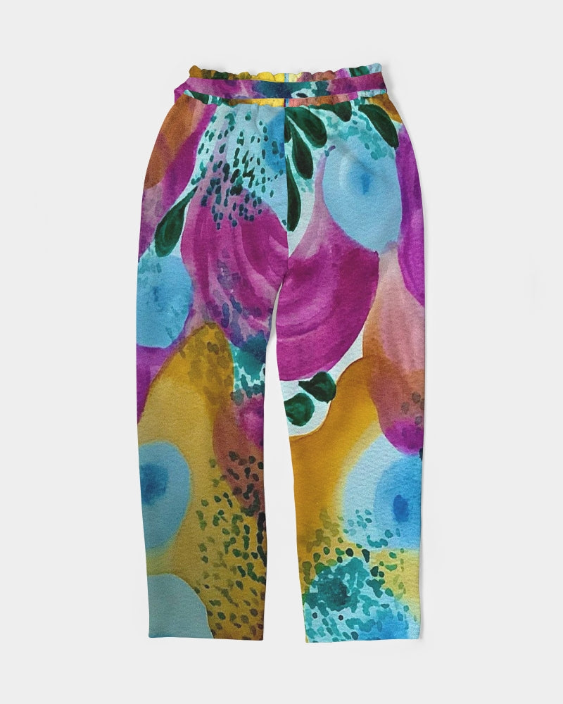 Watercolor Wonderland Women's Belted Tapered Pants