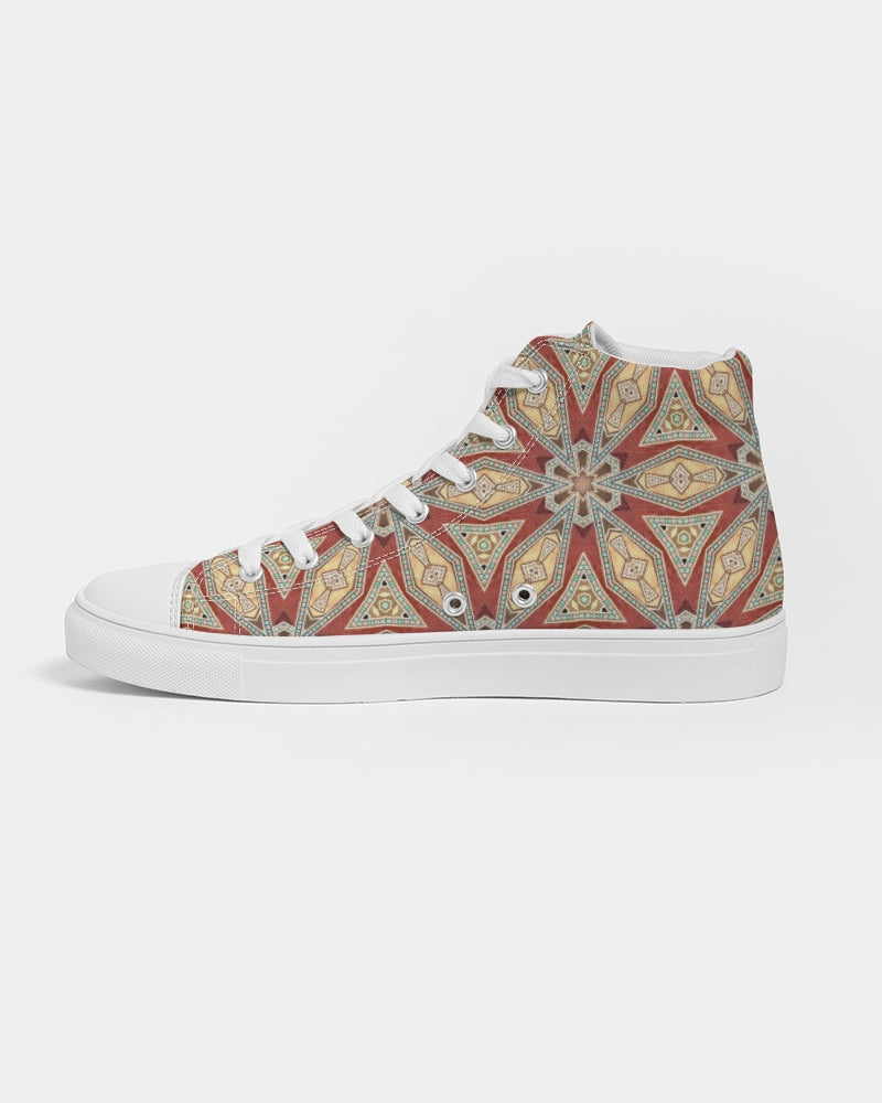 Red Geometric Stars Women's Hightop Canvas Shoe