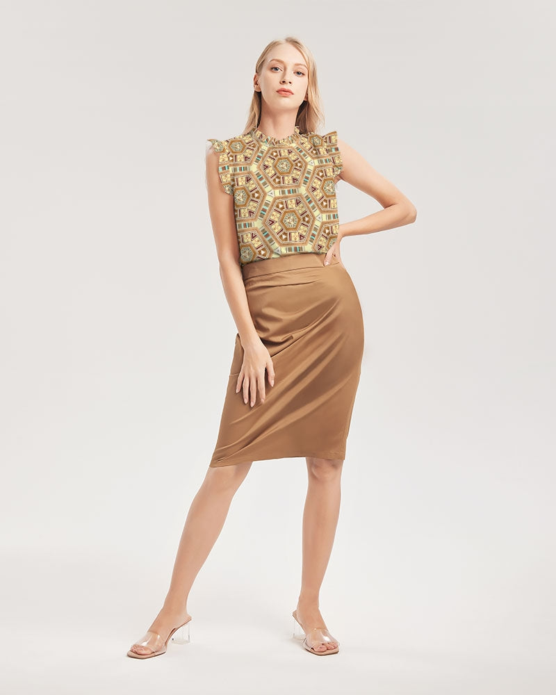 Middle Eastsern Mosaic Women's Ruffle Sleeve Top