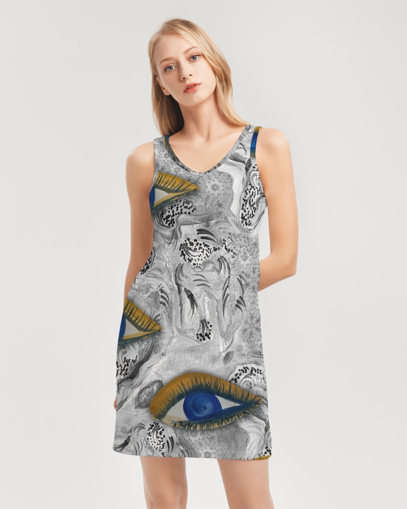 So Much to See Women's Rib Knit V Neck Mini Dress