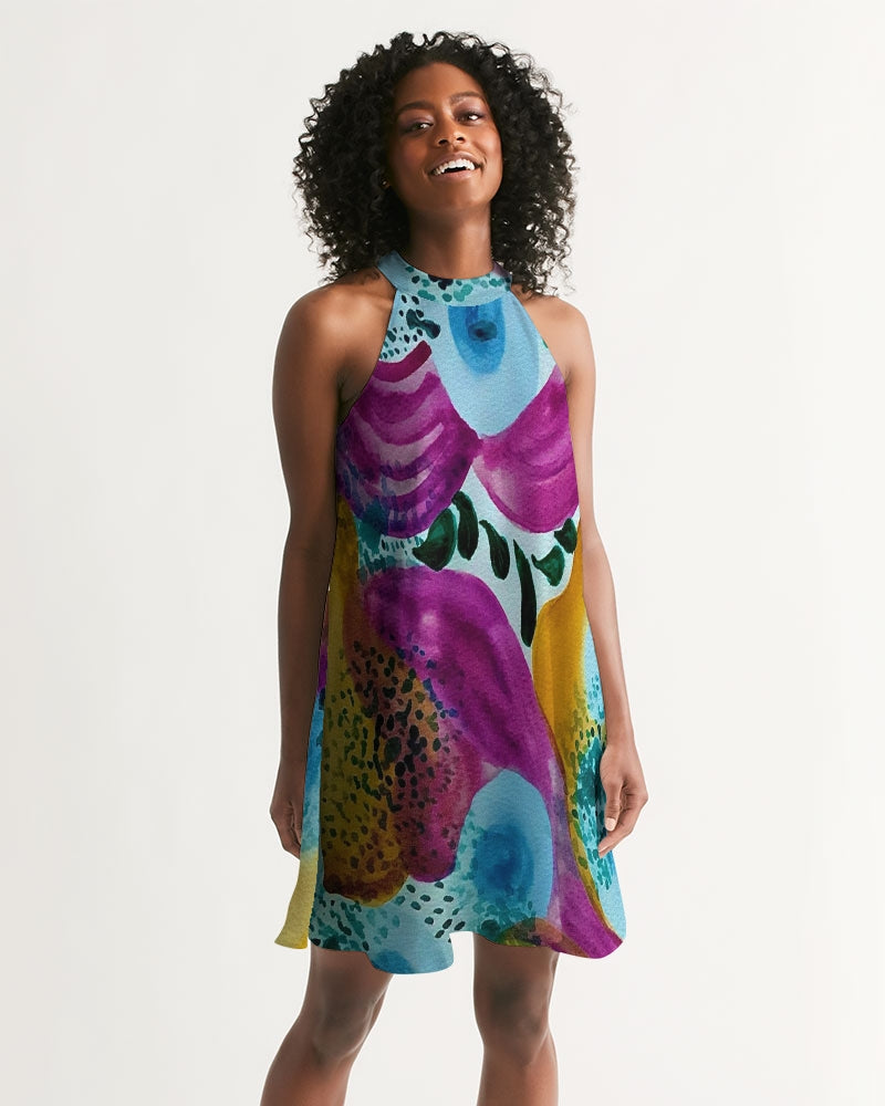 Watercolor Wonderland Women's Halter Dress
