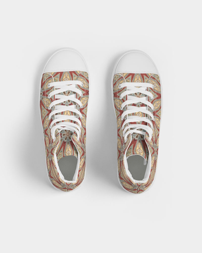 Red Geometric Stars Women's Hightop Canvas Shoe