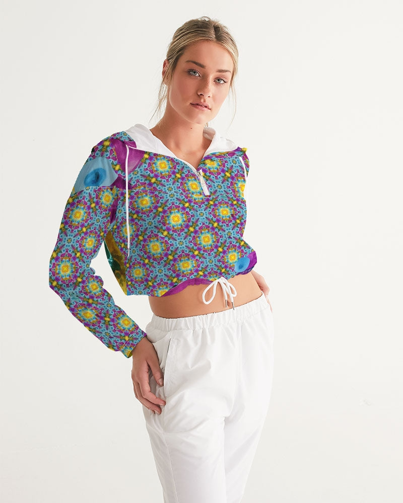 Watercolor Wonderland Women's Cropped Windbreaker