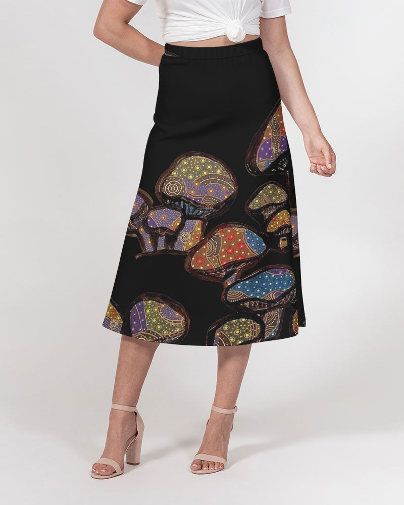 Mushrooms are Magic! Women's A-Line Midi Skirt
