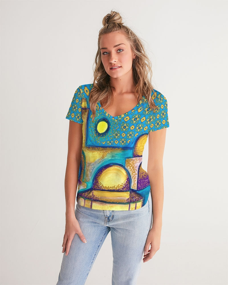 Jerusalem Sunshine Women's V-Neck Tee