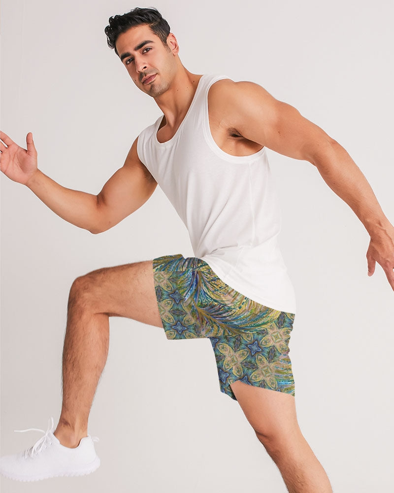 Yellow Wisps Mosaic Men's Jogger Shorts