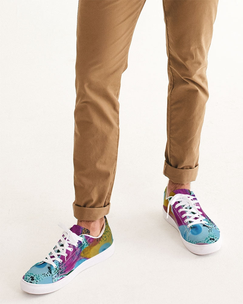 Watercolor Wonderland Men's Faux-Leather Sneaker