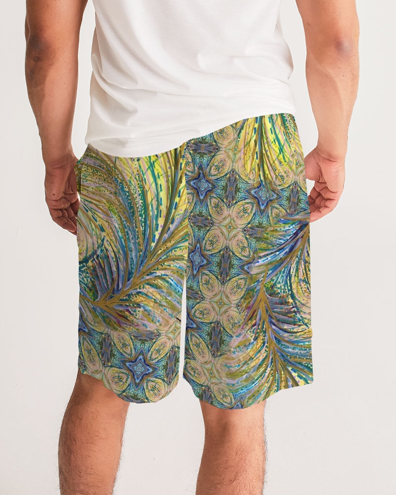 Yellow Wisps Mosaic Men's Jogger Shorts