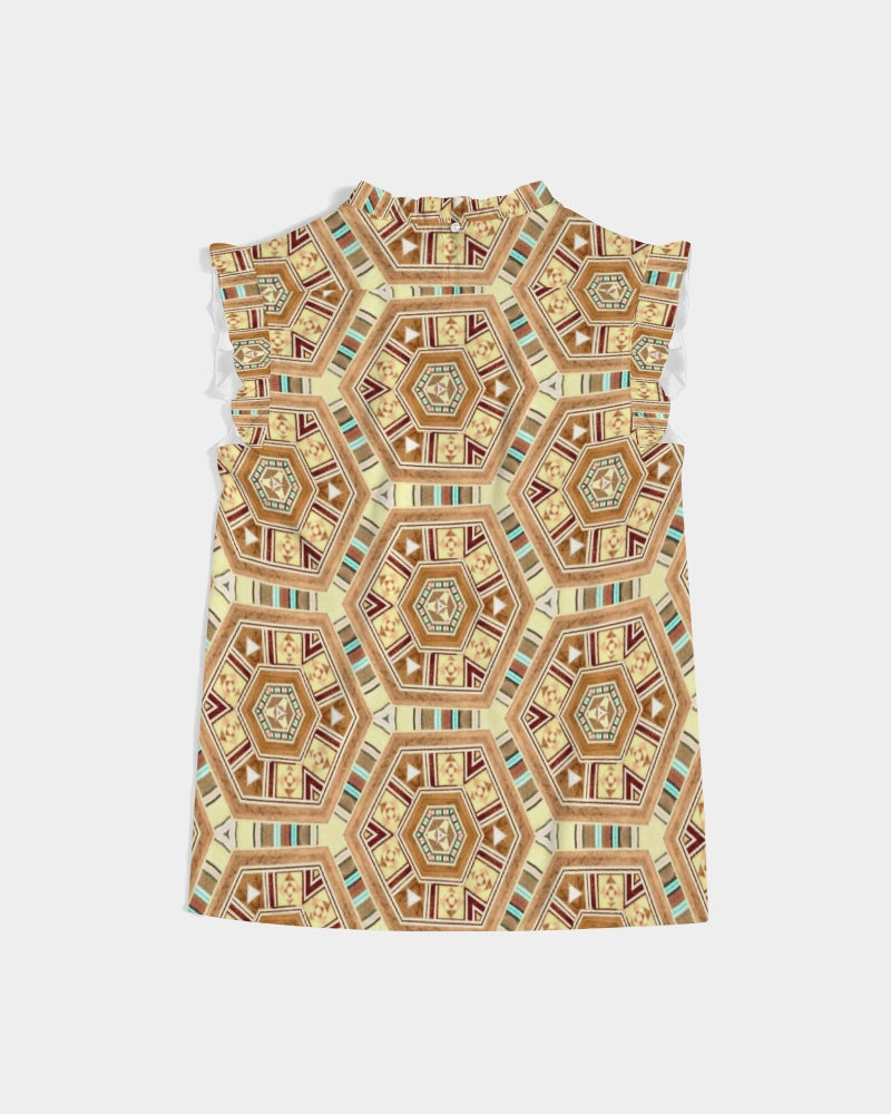 Middle Eastsern Mosaic Women's Ruffle Sleeve Top