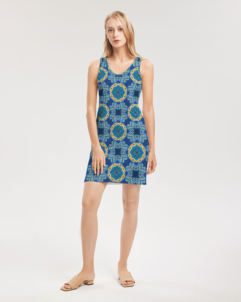 Blue Mosaic Women's Rib Knit V Neck Mini Dress