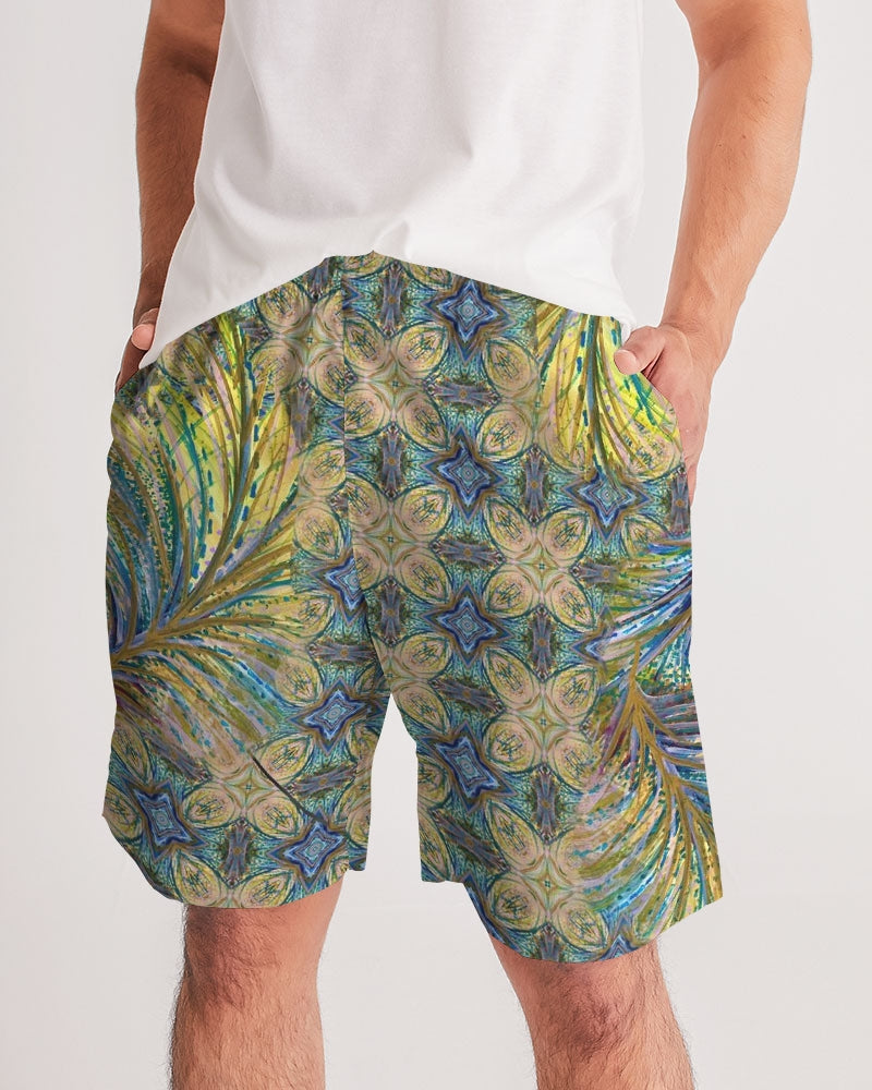 Yellow Wisps Mosaic Men's Jogger Shorts