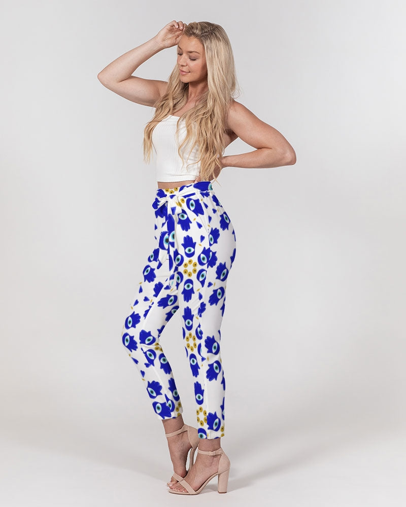 Hamsa - Hand of Fatima Women's Belted Tapered Pants