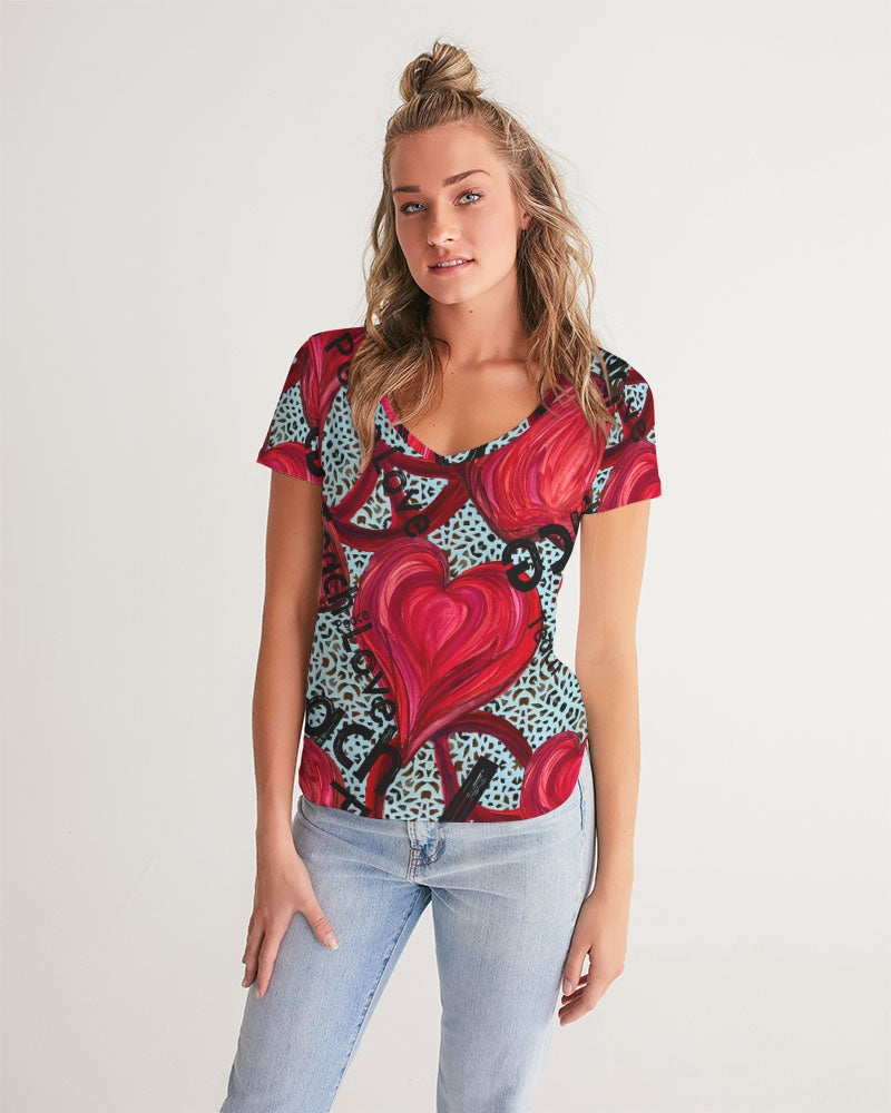 Love, Peace, Teach Women's V-Neck Tee