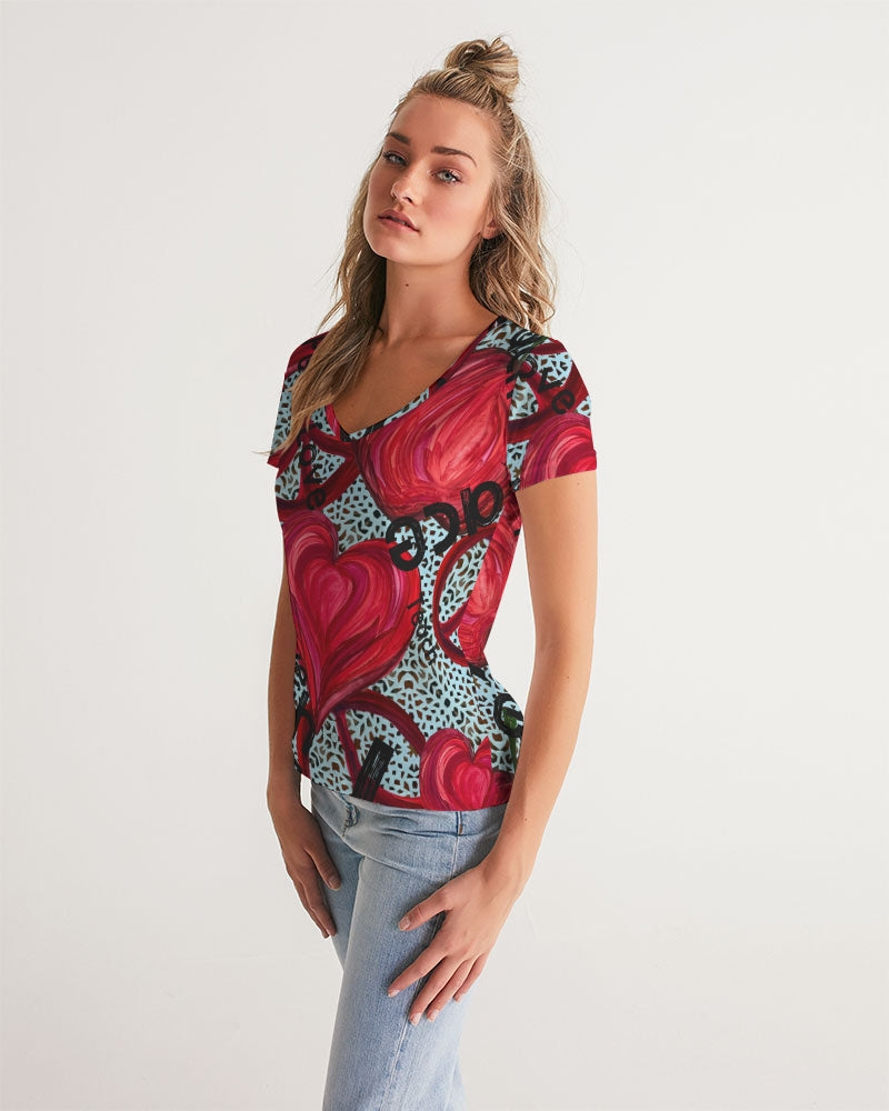 Love, Peace, Teach Women's V-Neck Tee