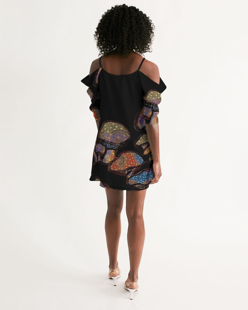 Mushrooms are Magic! Women's Open Shoulder A-Line Dress