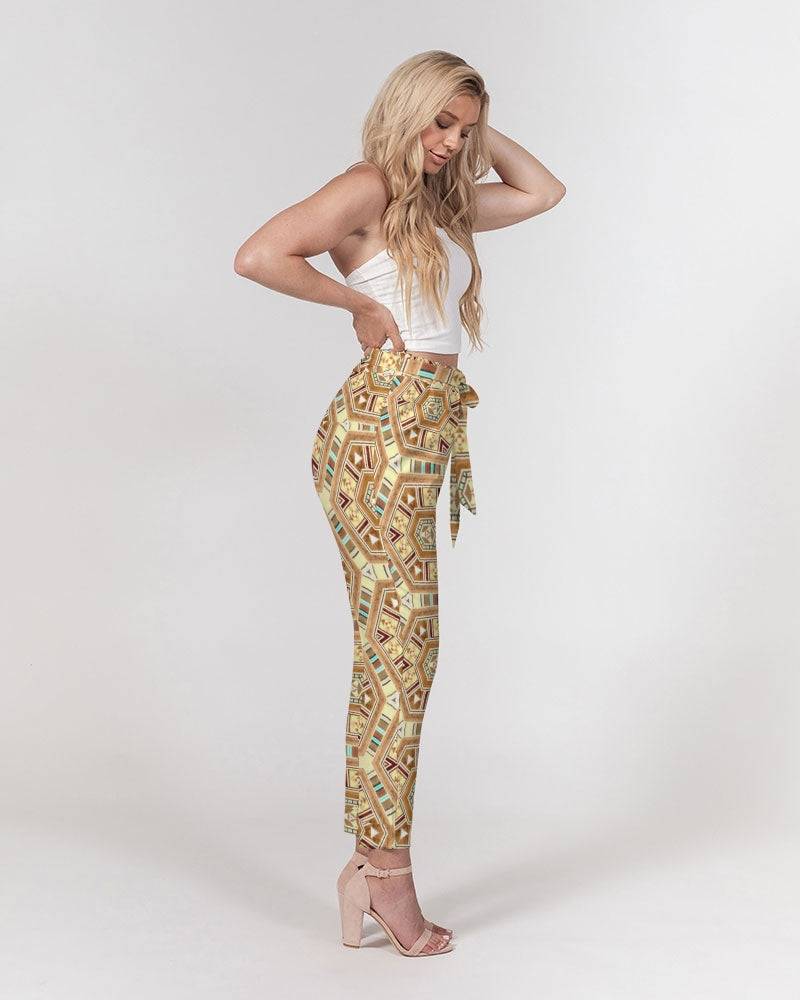 Middle Eastsern Mosaic Women's Belted Tapered Pants