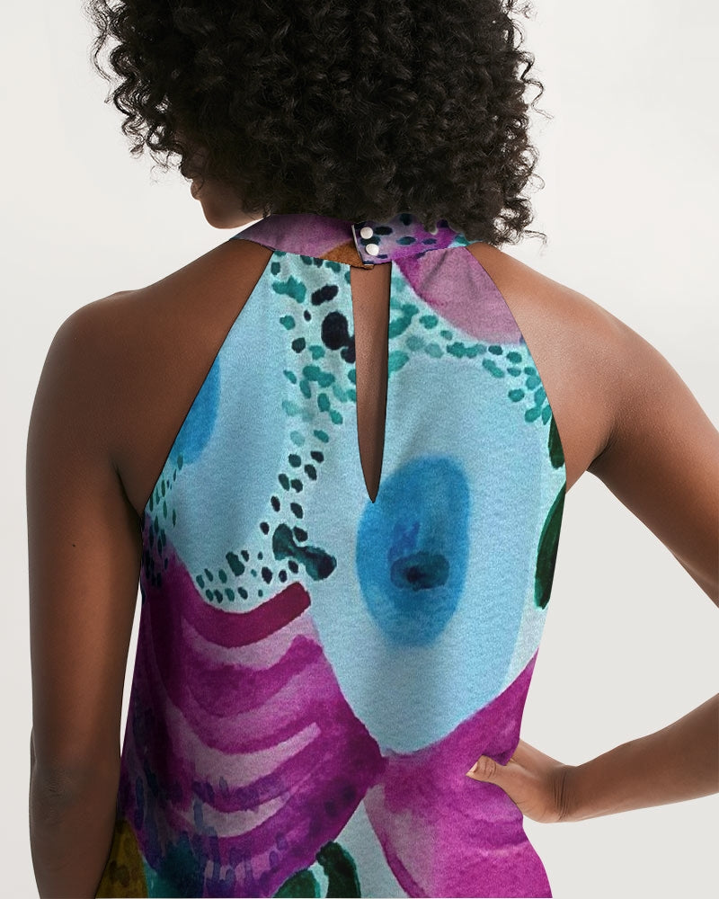 Watercolor Wonderland Women's Halter Dress