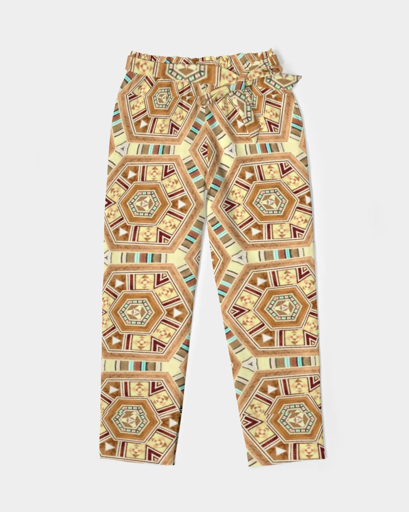 Middle Eastsern Mosaic Women's Belted Tapered Pants