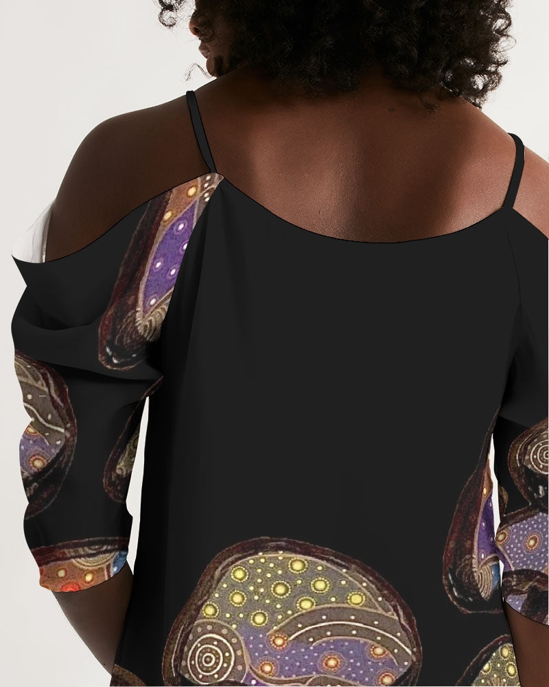 Mushrooms are Magic! Women's Open Shoulder A-Line Dress