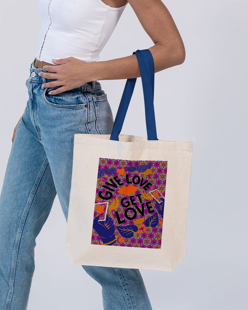 Give Love Canvas Tote with Contrast-Color Handles | Q-Tees