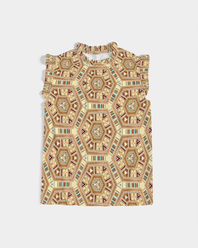 Middle Eastsern Mosaic Women's Ruffle Sleeve Top