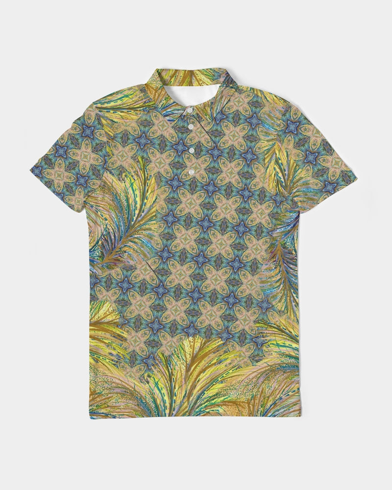 Yellow Wisps Mosaic Men's Slim Fit Short Sleeve Polo