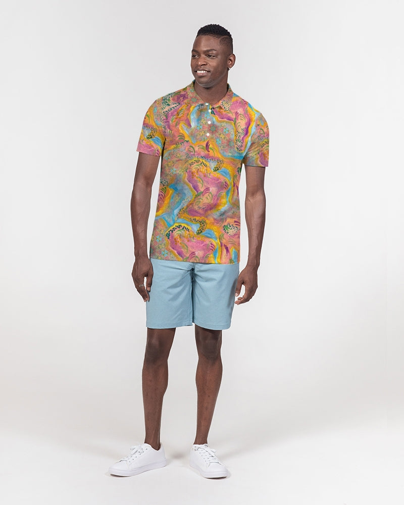 Around the world Men's Slim Fit Short Sleeve Polo