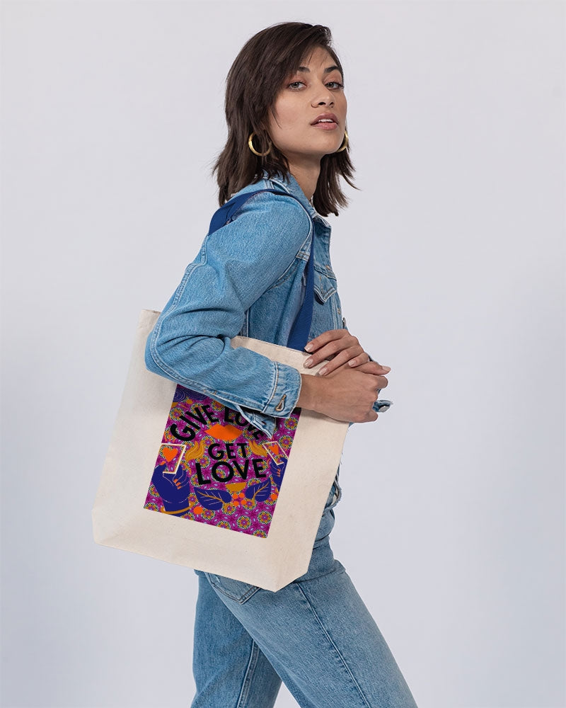 Give Love Canvas Tote with Contrast-Color Handles | Q-Tees