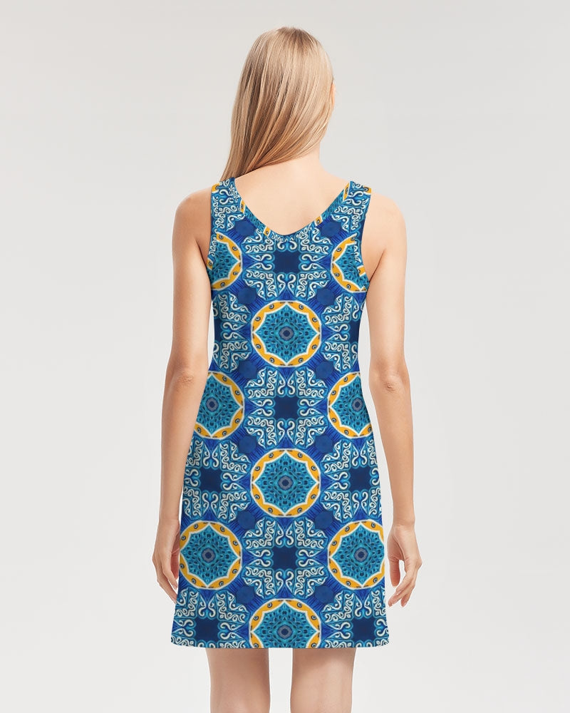 Blue Mosaic Women's Rib Knit V Neck Mini Dress