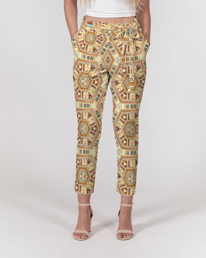 Middle Eastsern Mosaic Women's Belted Tapered Pants