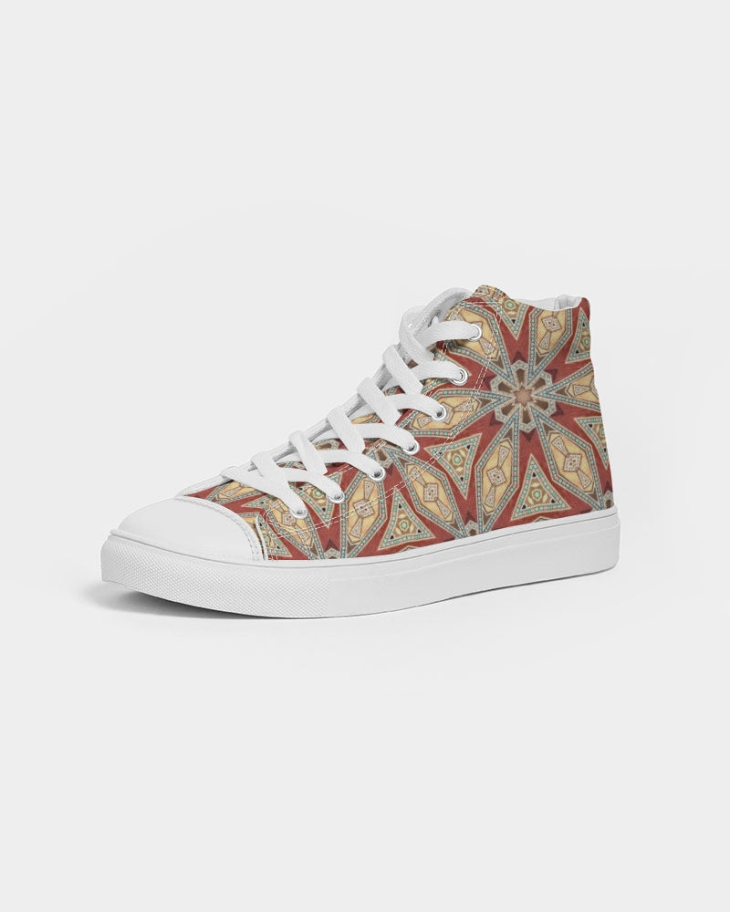 Red Geometric Stars Women's Hightop Canvas Shoe