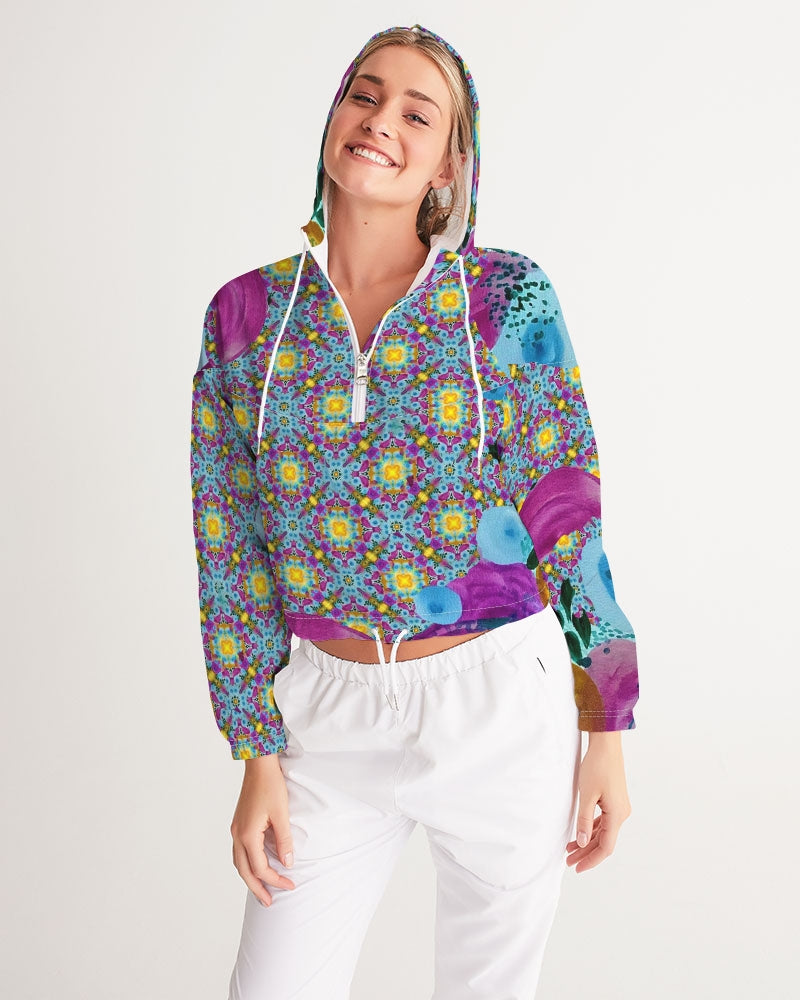 Watercolor Wonderland Women's Cropped Windbreaker