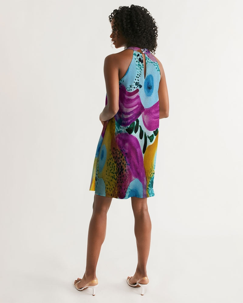 Watercolor Wonderland Women's Halter Dress