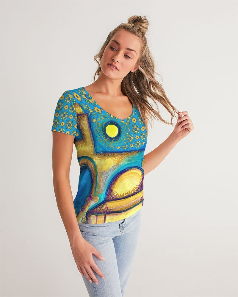 Jerusalem Sunshine Women's V-Neck Tee
