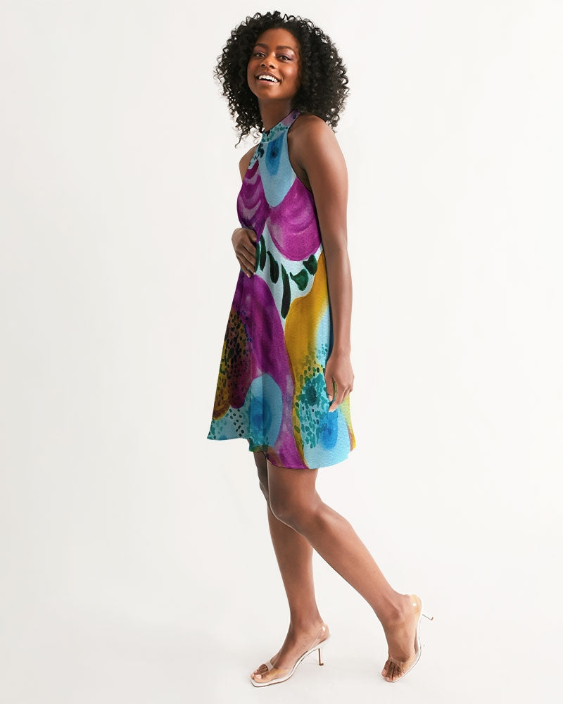 Watercolor Wonderland Women's Halter Dress
