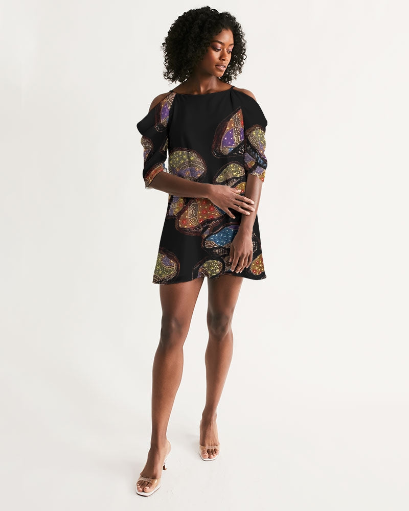Mushrooms are Magic! Women's Open Shoulder A-Line Dress